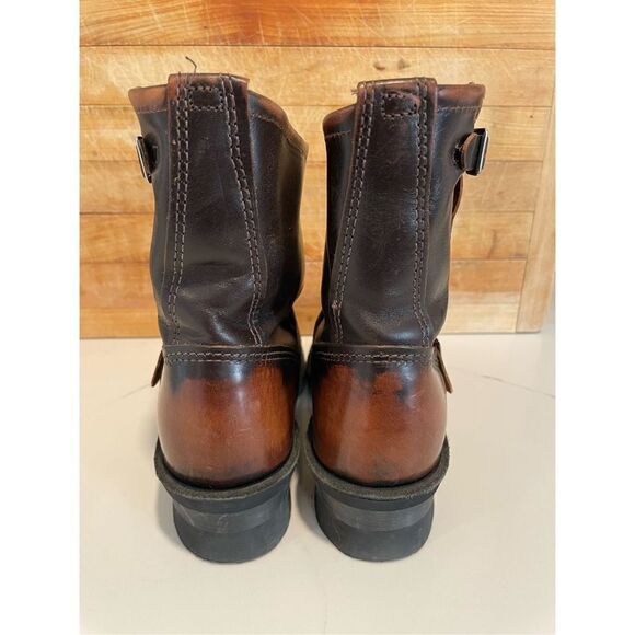 FRYE Smith Engineer Distressed Brown Leather Boots Women’s Sz 6 - Picture 2 of 13